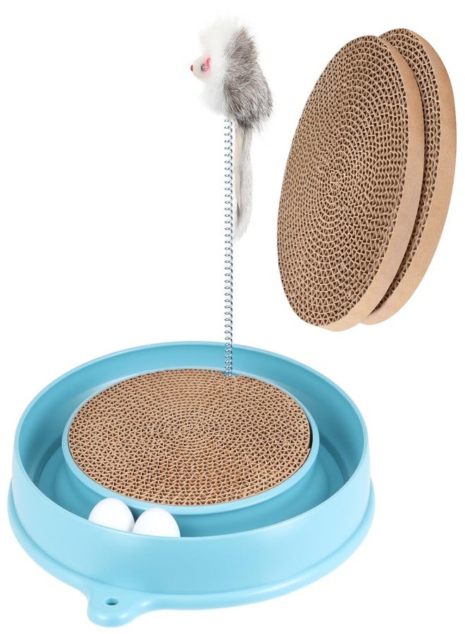 AceOrbit 3 Pcs Cat Ball Track Toy, Include 1 Round Cat Scratcher Toy with 2 Cats Scratching Board Pad Replacement, Interactive Toys Track and Plush Mouse Toys for Indoor Cats Kitten - Image 1